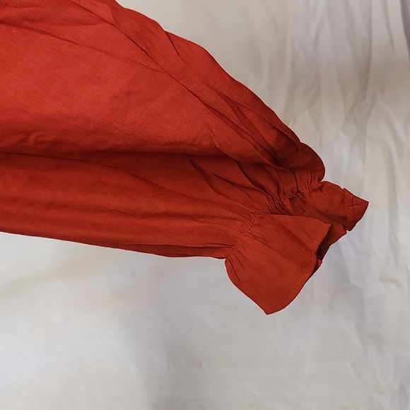 NWT Sacred Threads Rust color ruffled, slip over, blouse or tunic one size - Picture 3 of 7